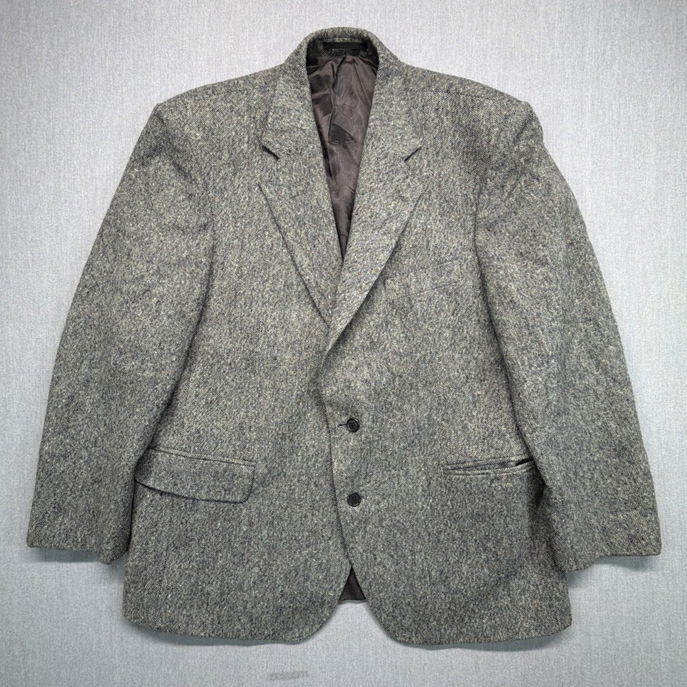 Vintage Magee Sports Coat Men 54 Reg Gray Fleck Donegal Irish Tweed Wool Blazer